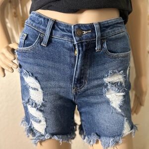Guess Women’s High Rise Distressed Blue Denim Shorts Size 24